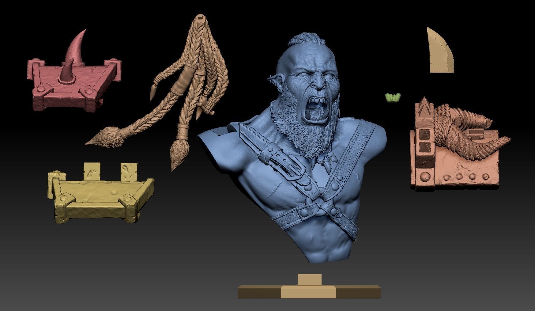 Orc bust - 3d print ready 3D print model_1