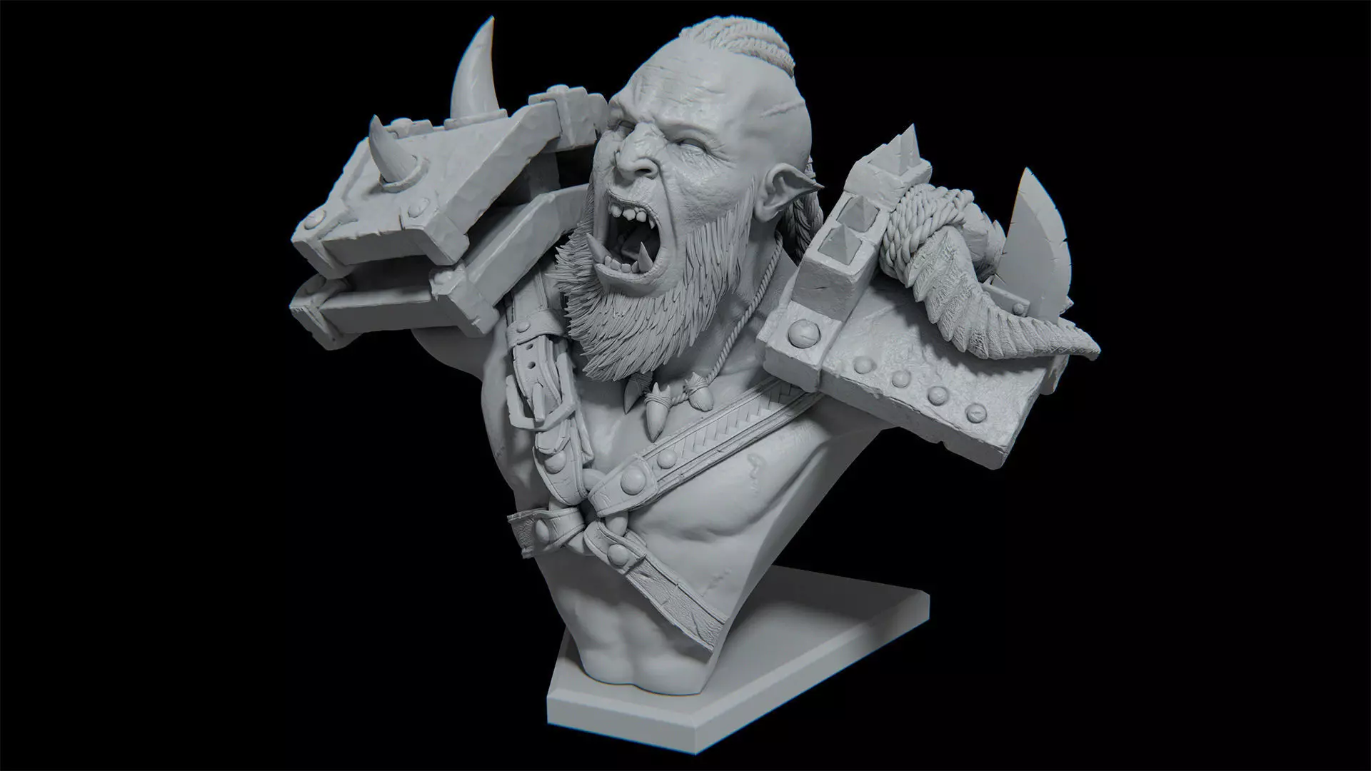 Orc bust - 3d print ready 3D print model_0