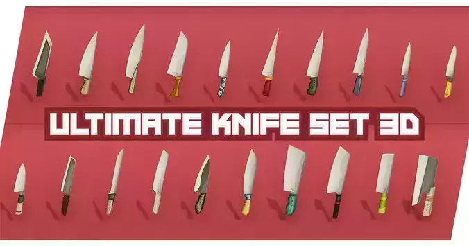 Ultimate Knife Set 3D Low-Poly Game Ready 