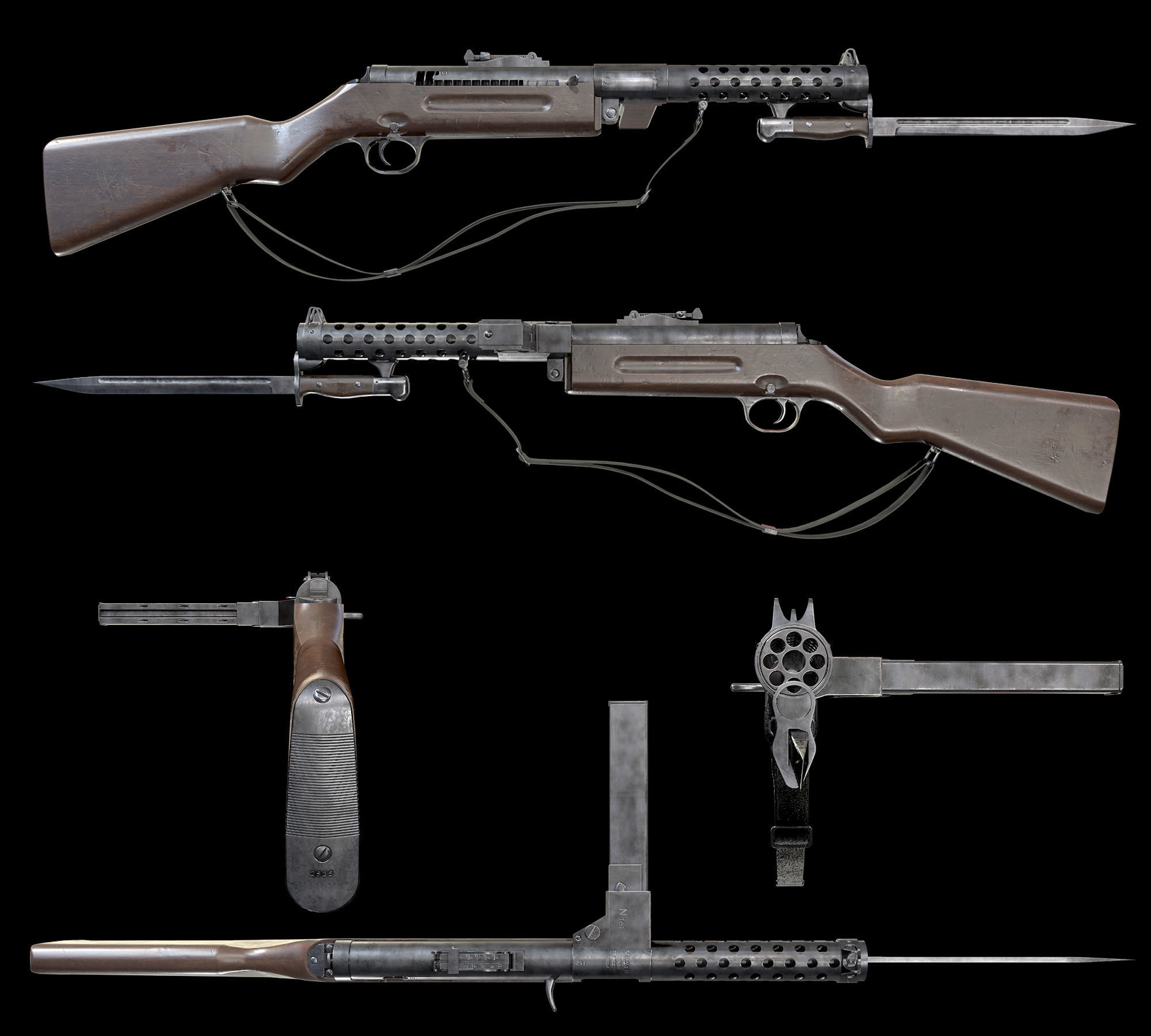 Schmeisser MP-28 Rifle AAA Game Ready Weapon FPS Asset Low-poly 3D model_4