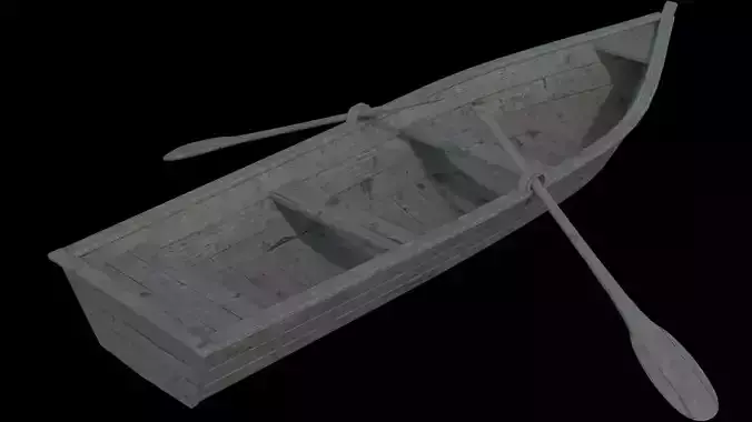 Boat model wooden with two paddles