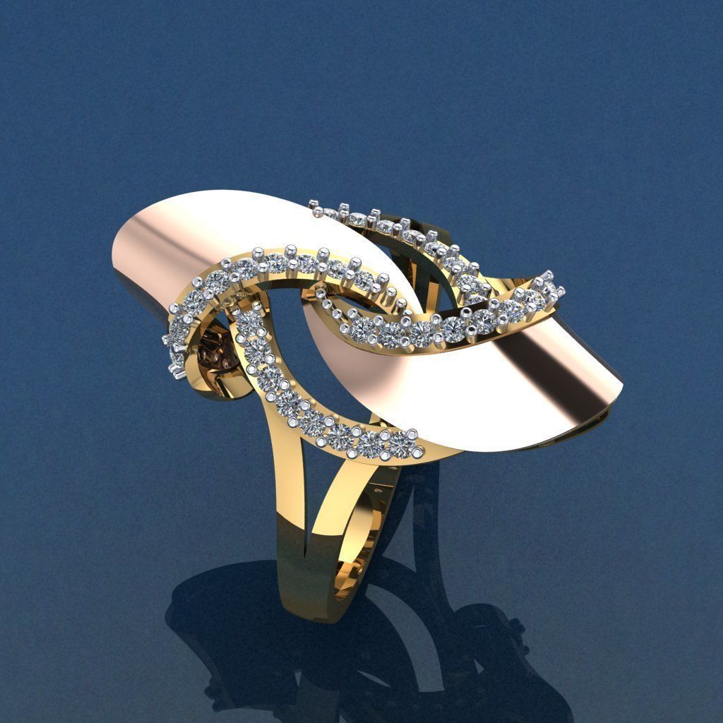 Halka 8 gold and diamond ring 3D print model_44