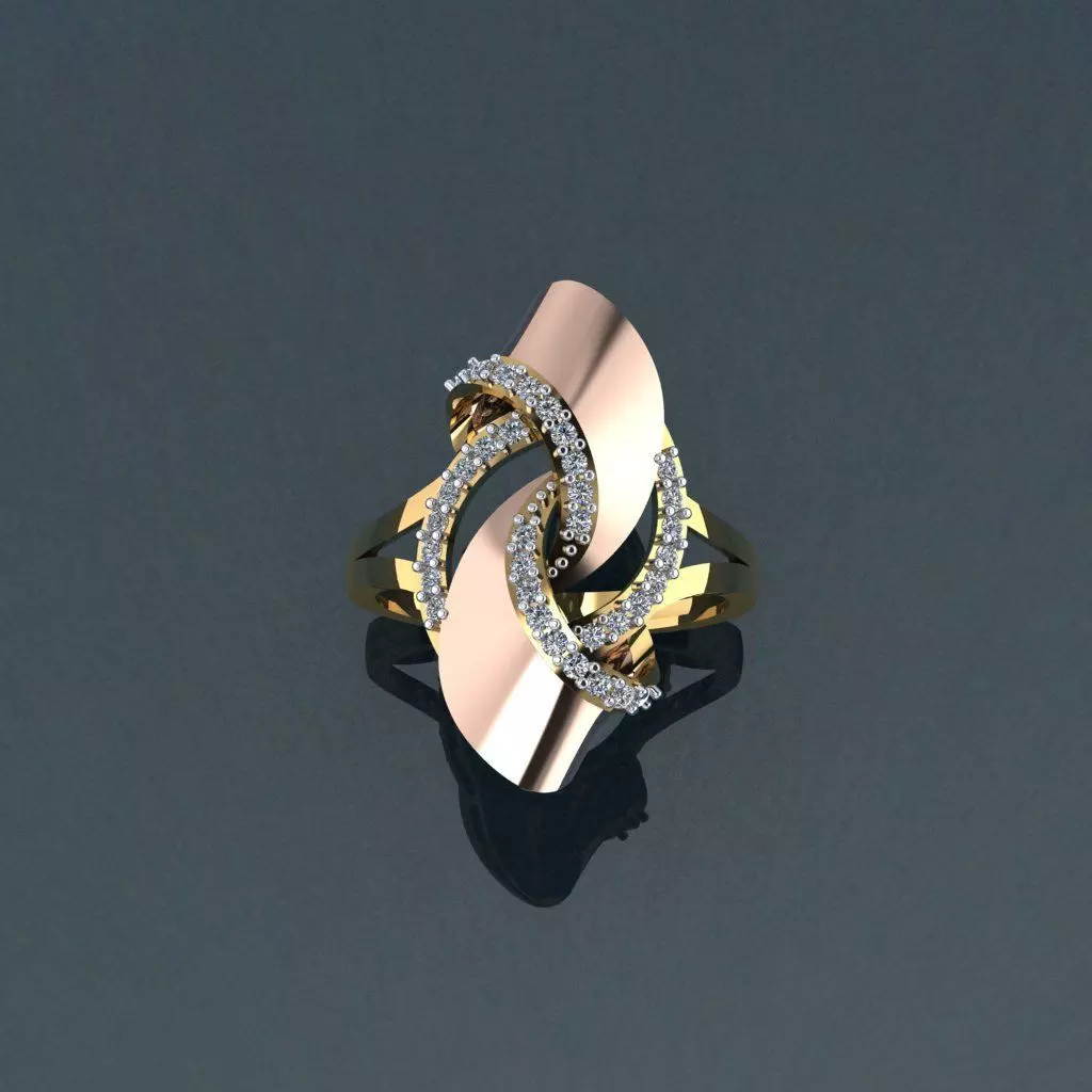 Halka 8 gold and diamond ring 3D print model_0