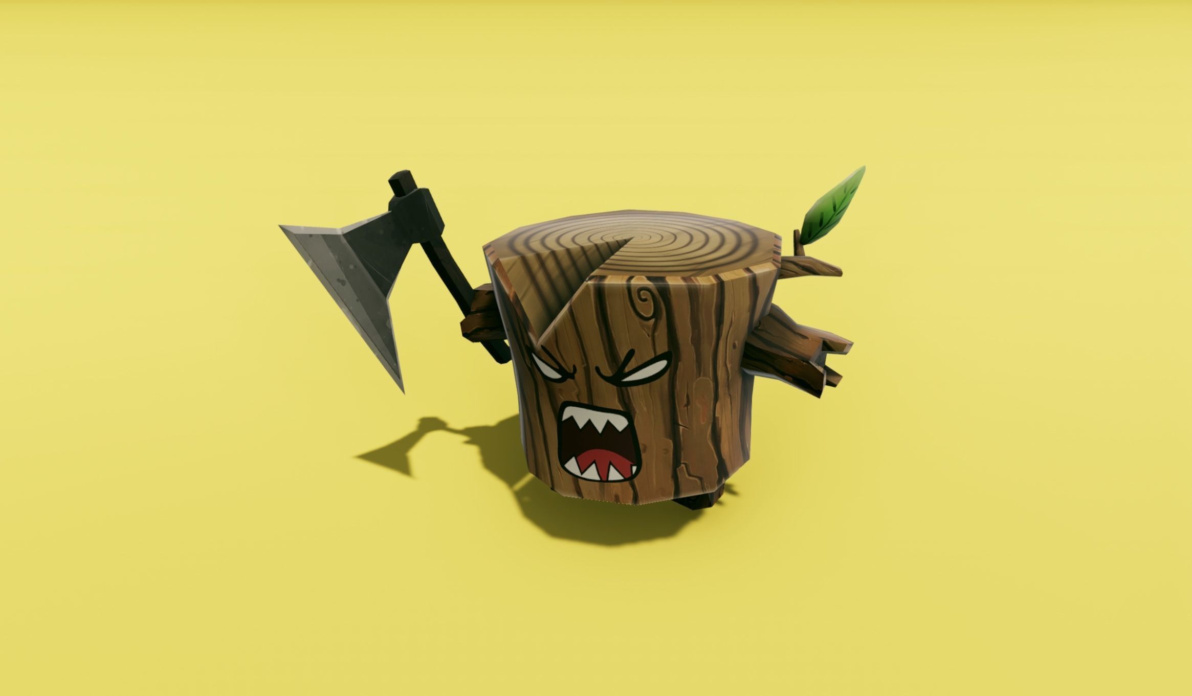 Angry Log - Revenge of the Tree for Game Development Low-poly 3D model_9