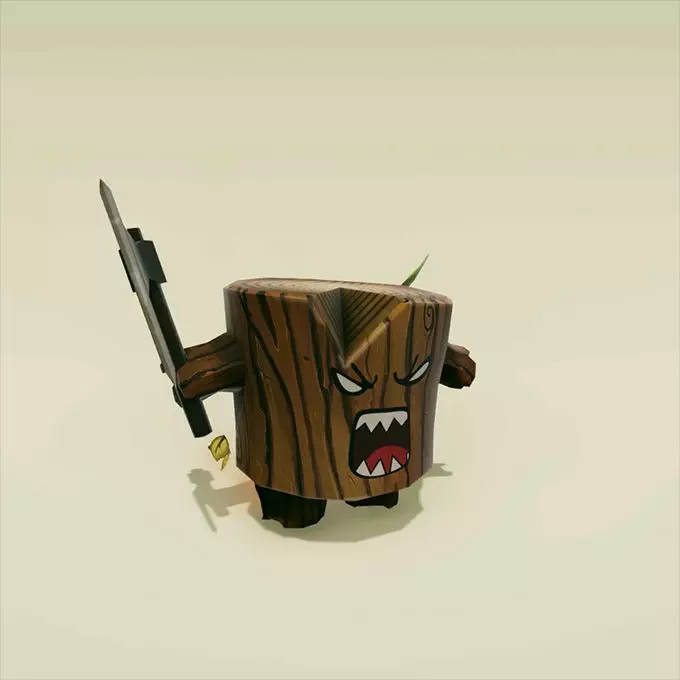 Angry Log - Revenge of the Tree for Game Development Low-poly 3D model_0