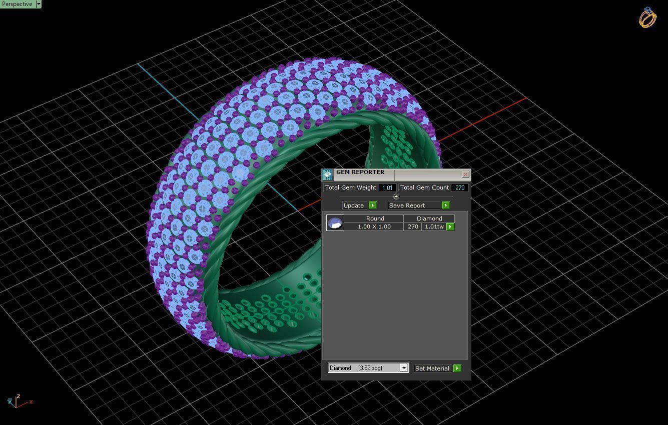 Rope Ring with gems 3D print model_5