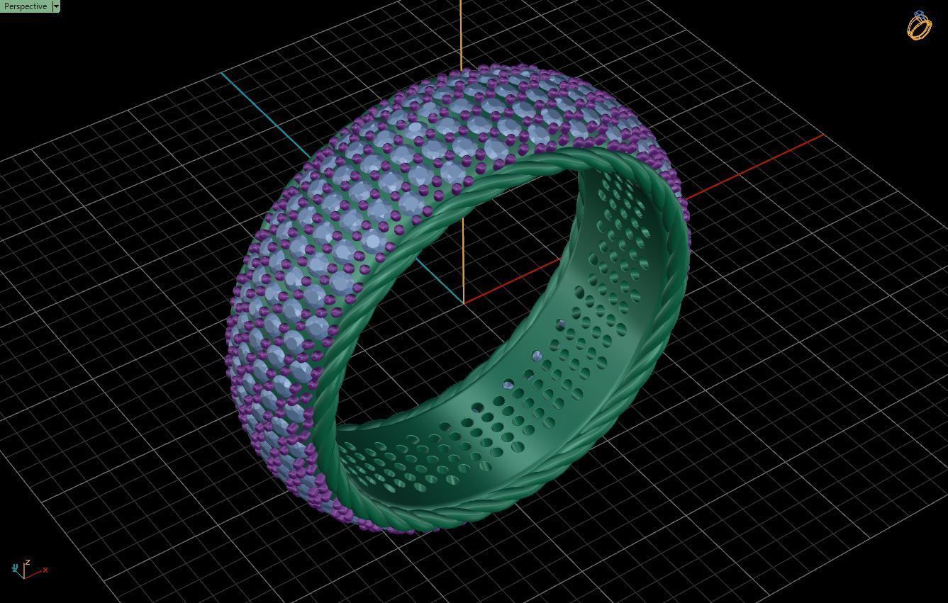 Rope Ring with gems 3D print model_8