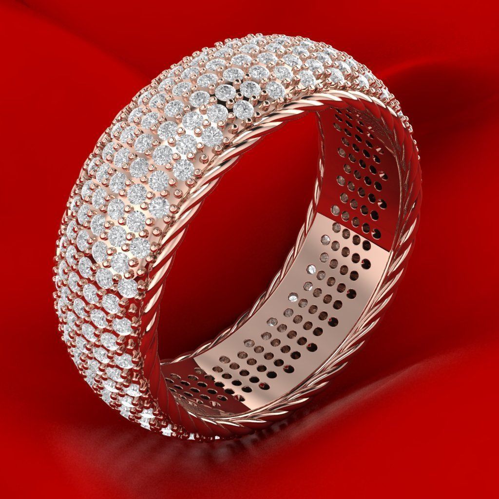 Rope Ring with gems 3D print model_3