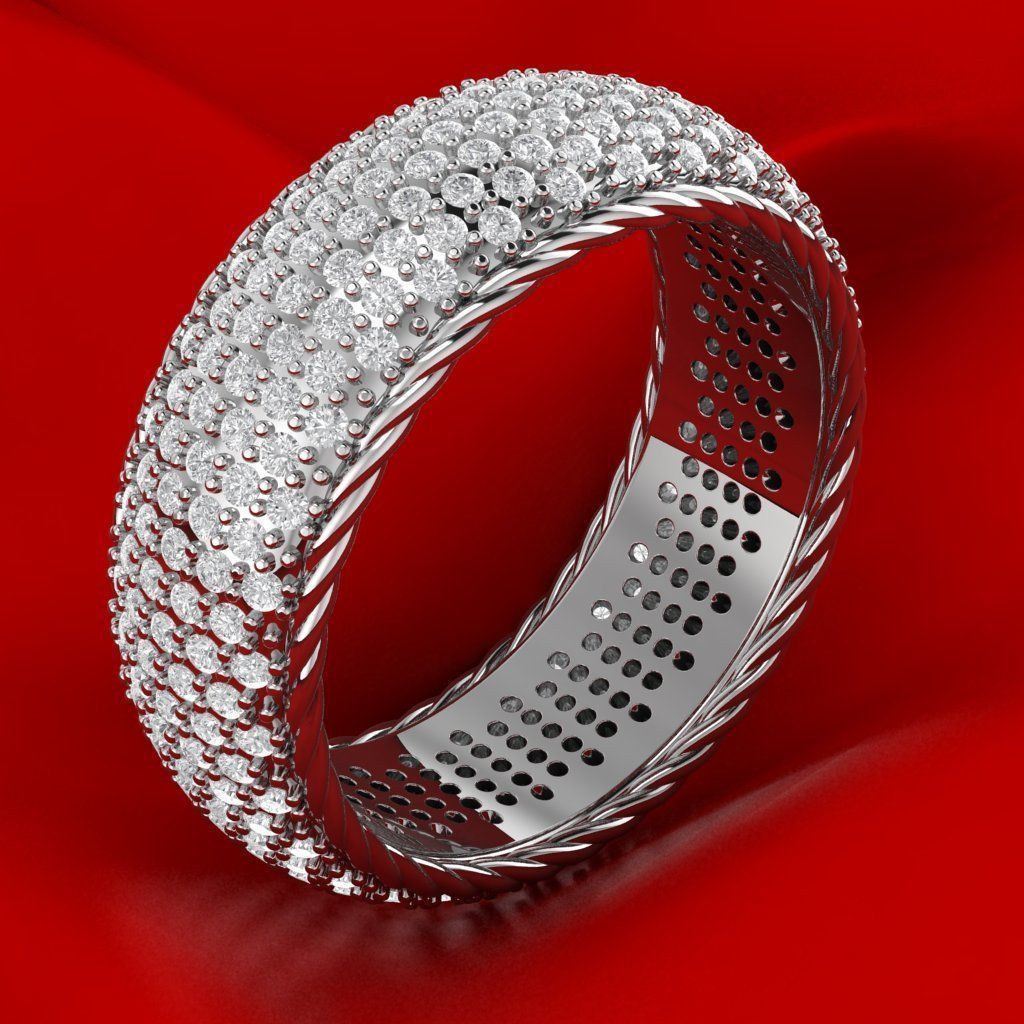 Rope Ring with gems 3D print model_2