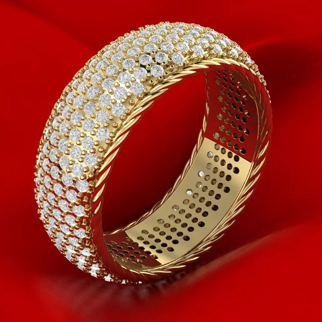 Rope Ring with gems 3D print model_0