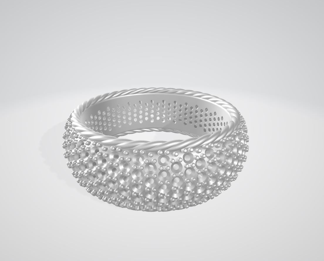Rope Ring with gems 3D print model_7