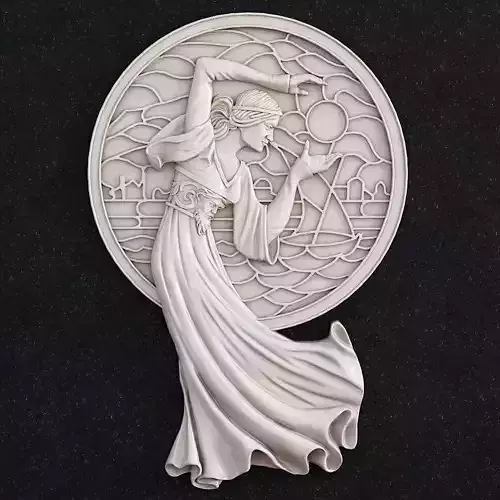 Jewelry pendant Girl stained glass window