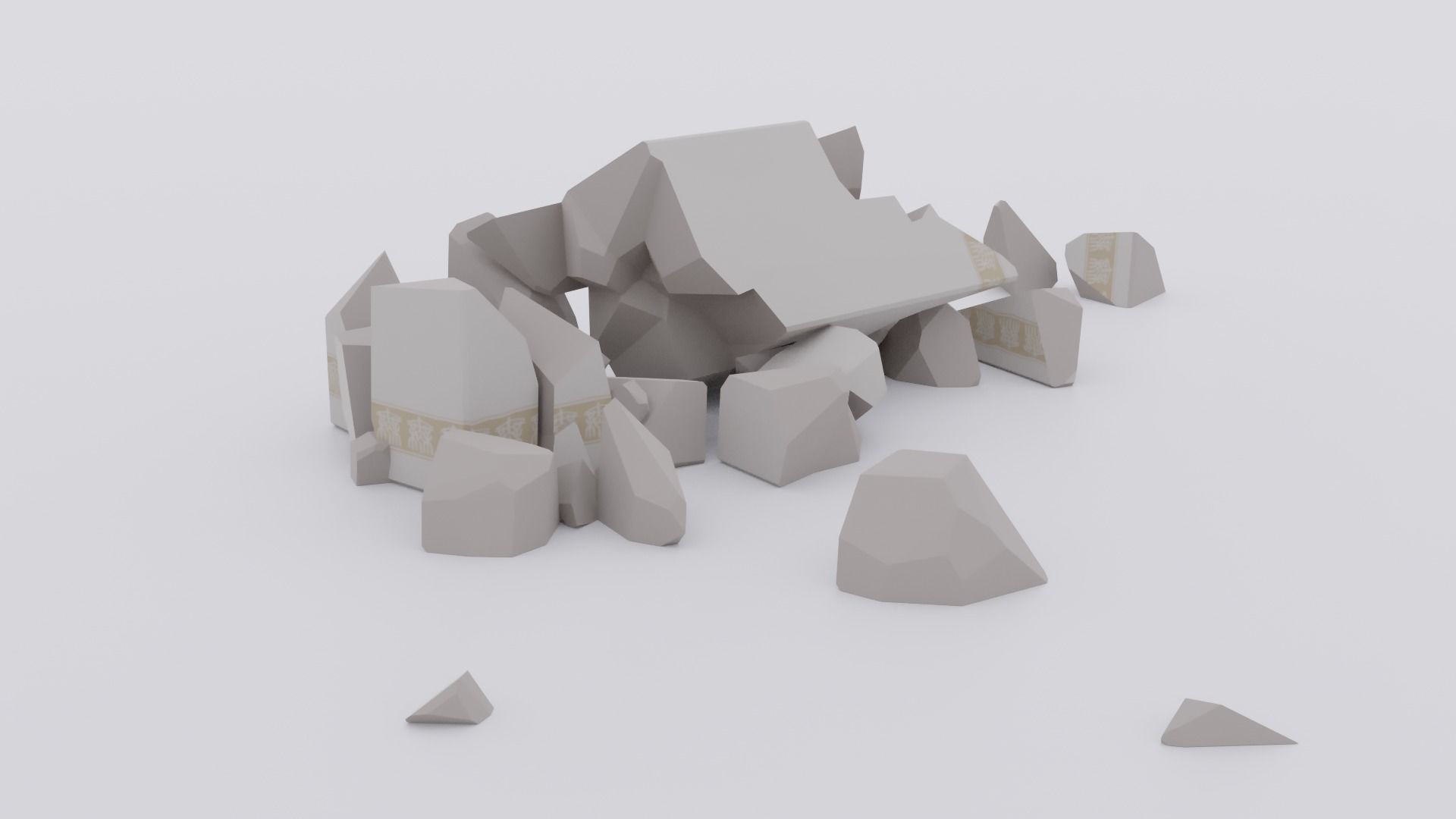 Broken Column Low-poly 3D model_2