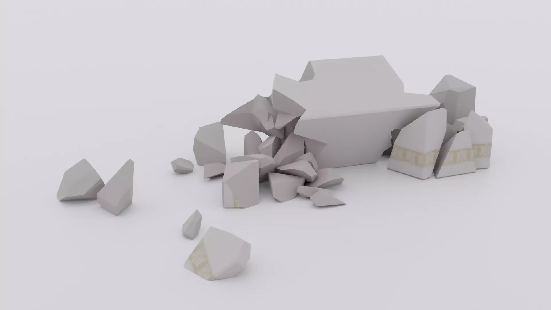 Broken Column Low-poly 3D model_0