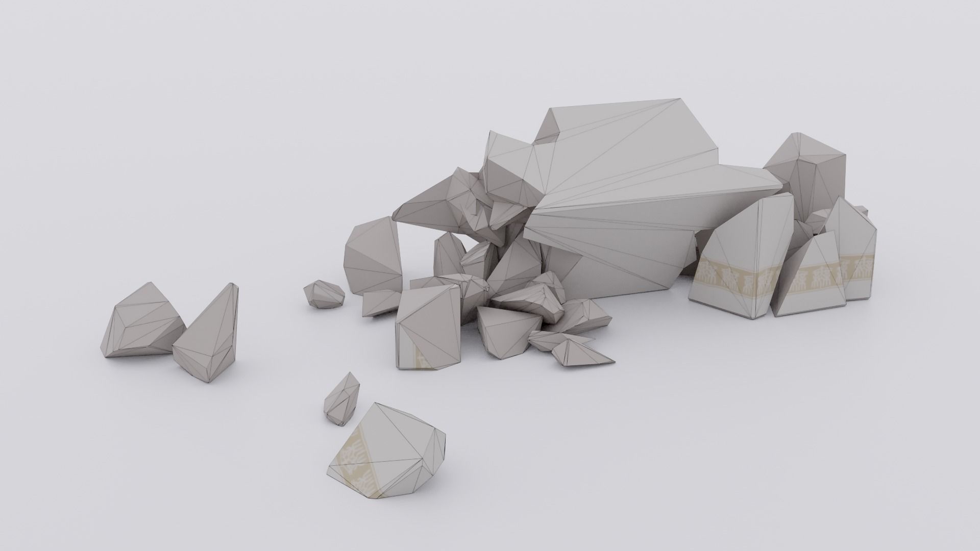 Broken Column Low-poly 3D model_1