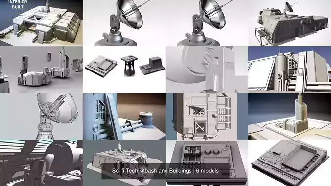 Sci-fi Tech kitbash and Buildings 3D Model Collection