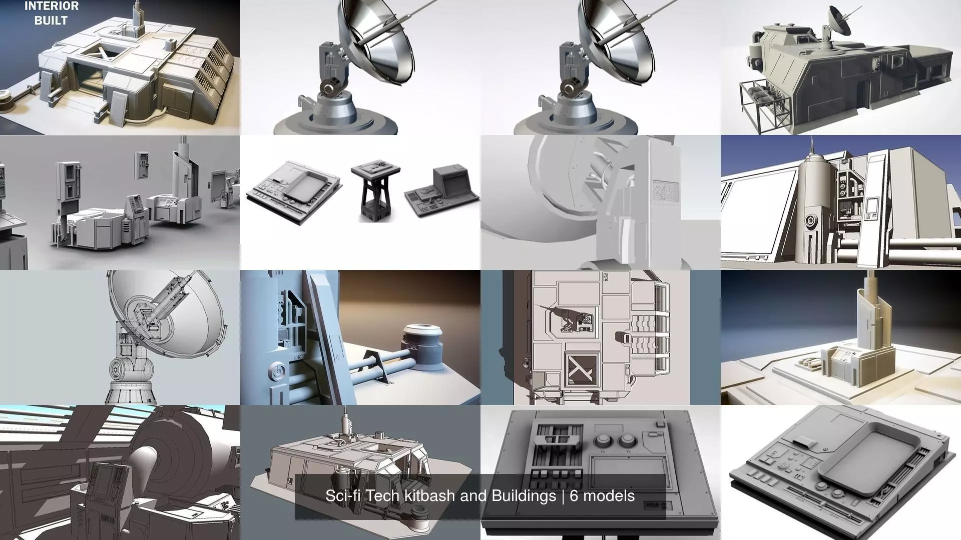 Sci-fi Tech kitbash and Buildings 3D Model Collection_0