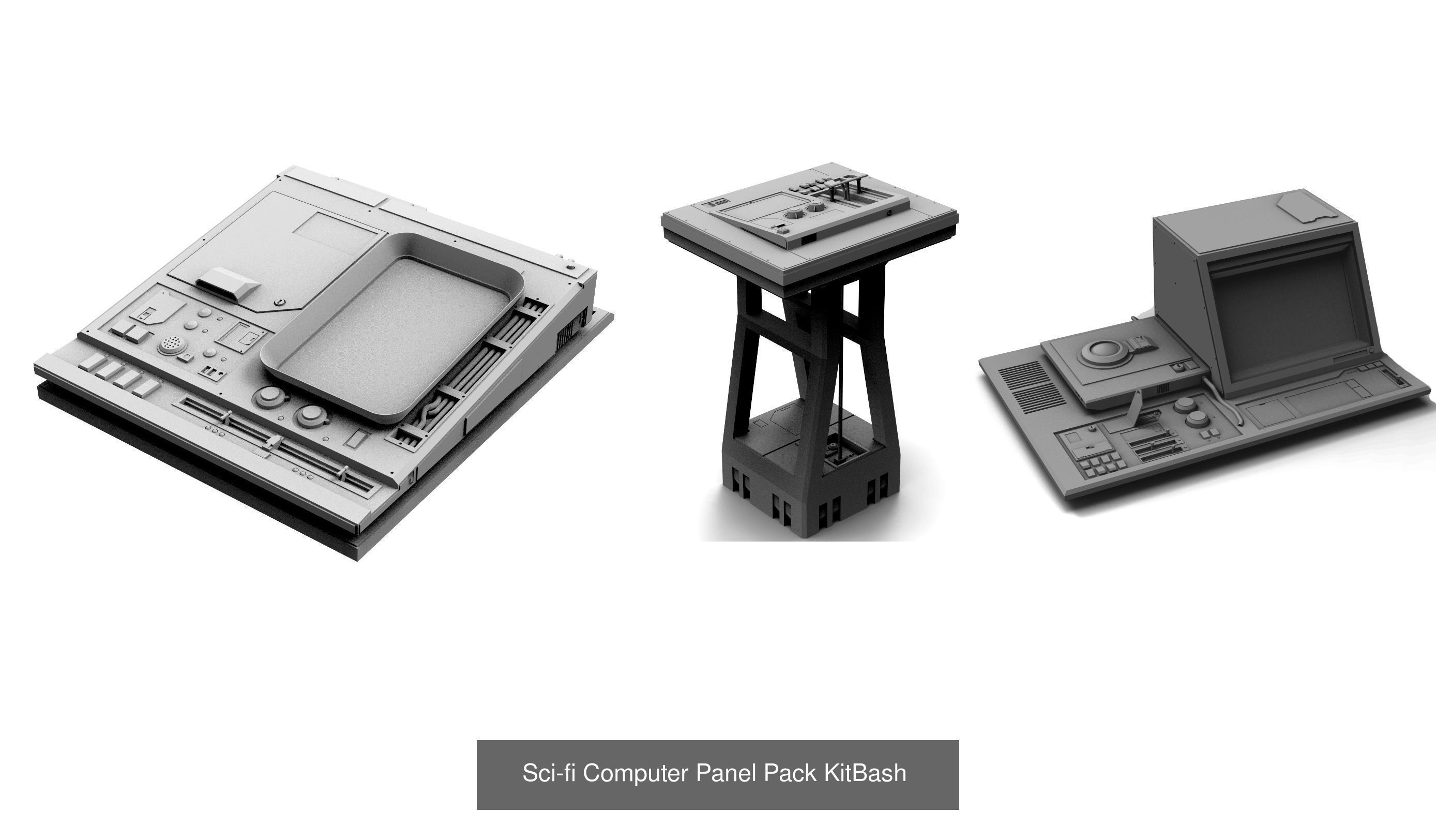 Sci-fi Tech kitbash and Buildings 3D Model Collection_6