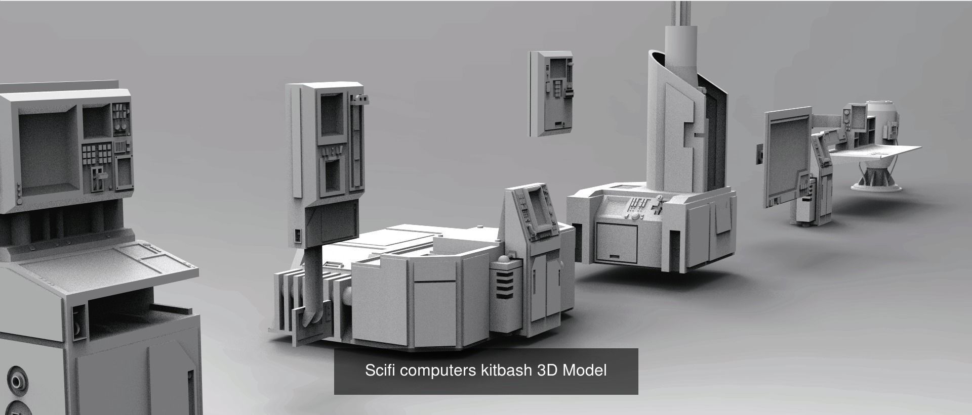 Sci-fi Tech kitbash and Buildings 3D Model Collection_5