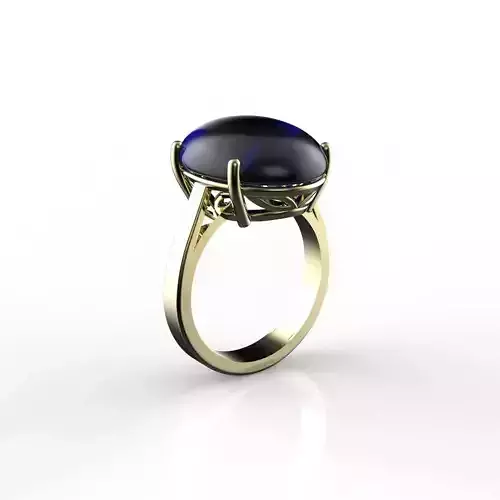 Exclusive Oval Sapphire ring 3D print Solitaire Cocktail Ring 3D print model