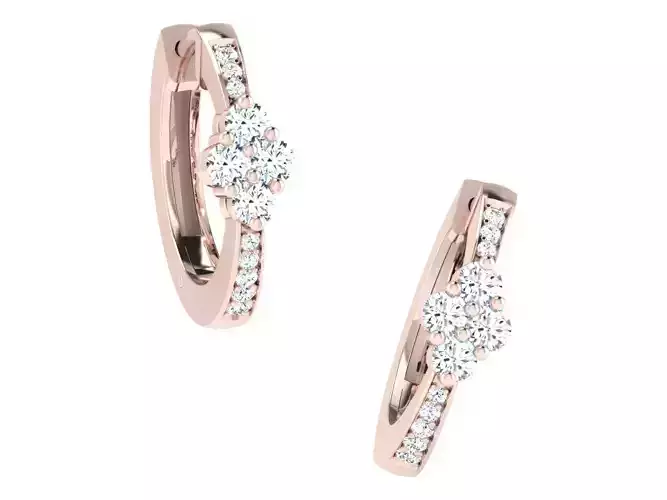 Women hoop huggie Earrings 3dm stl render detail  3D print model