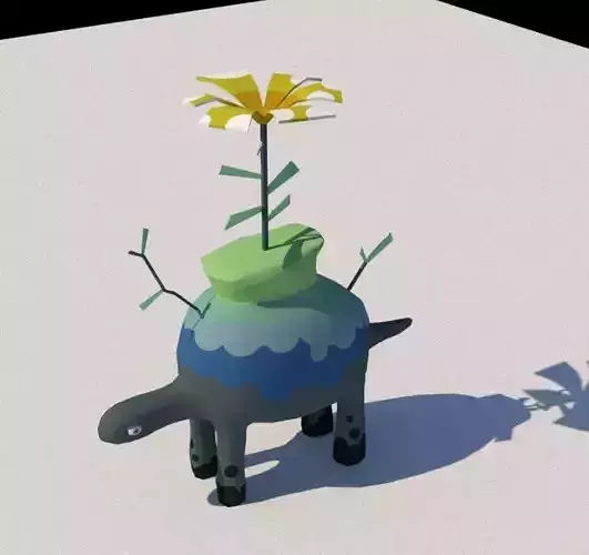 Stylized Plant Turtle Dinosaur Fully Rigged Lowpoly