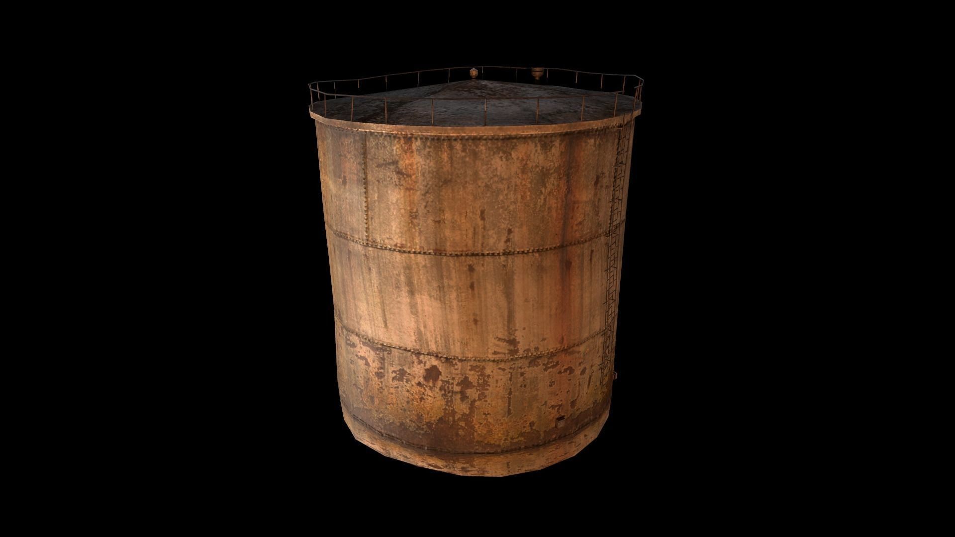 Old Water Tank Low-poly 3D model_6