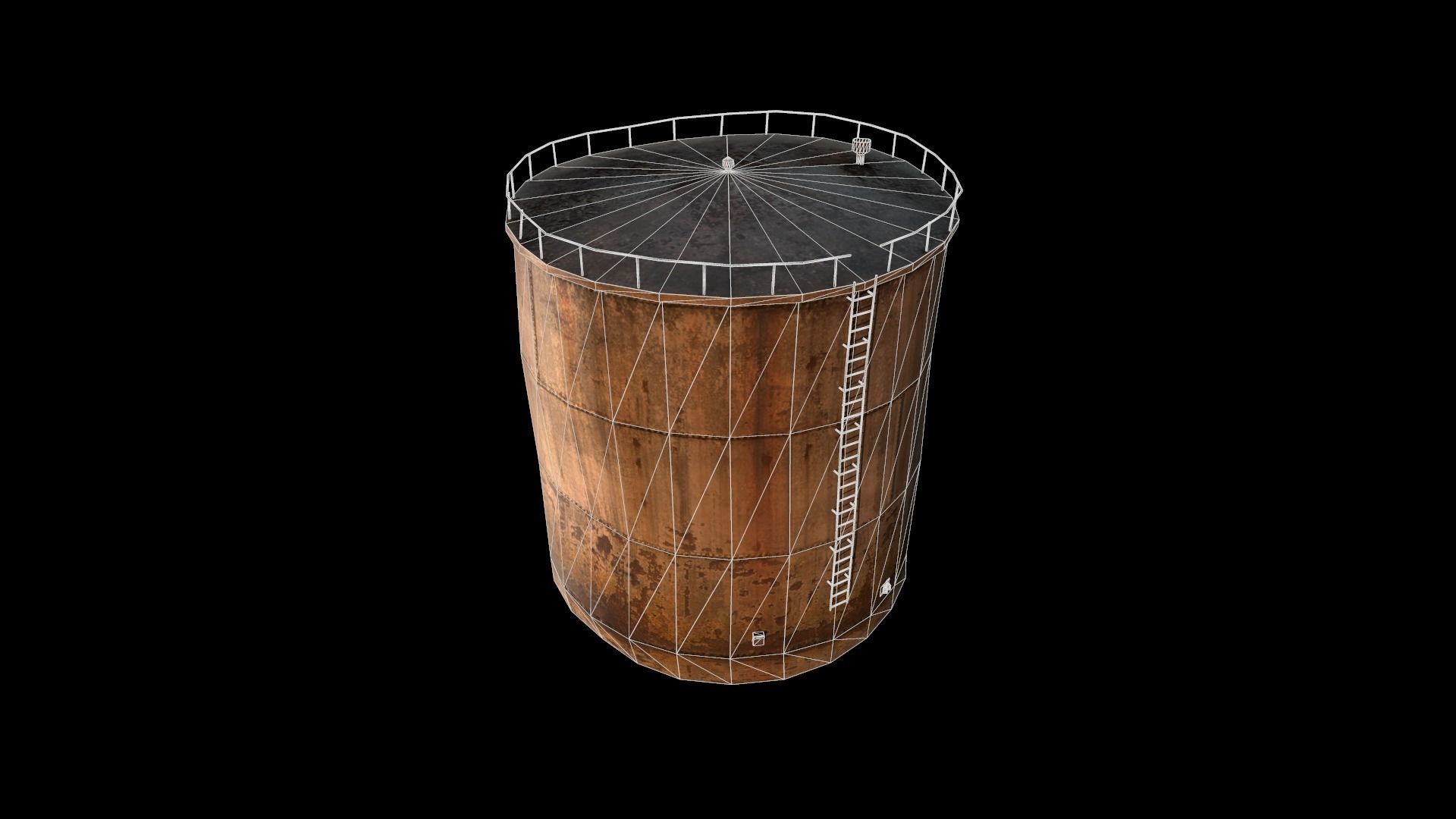 Old Water Tank Low-poly 3D model_15