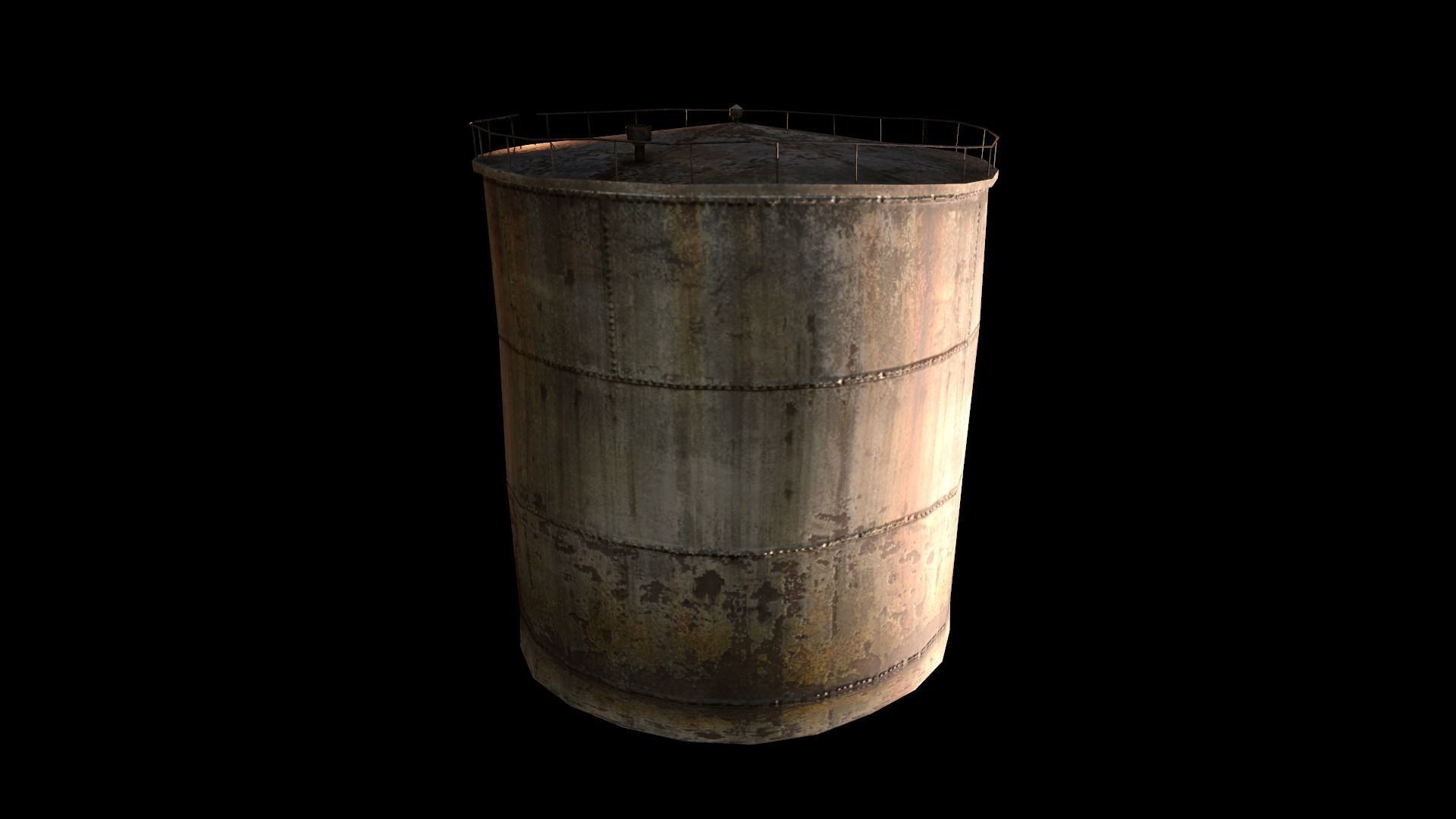 Old Water Tank Low-poly 3D model_1