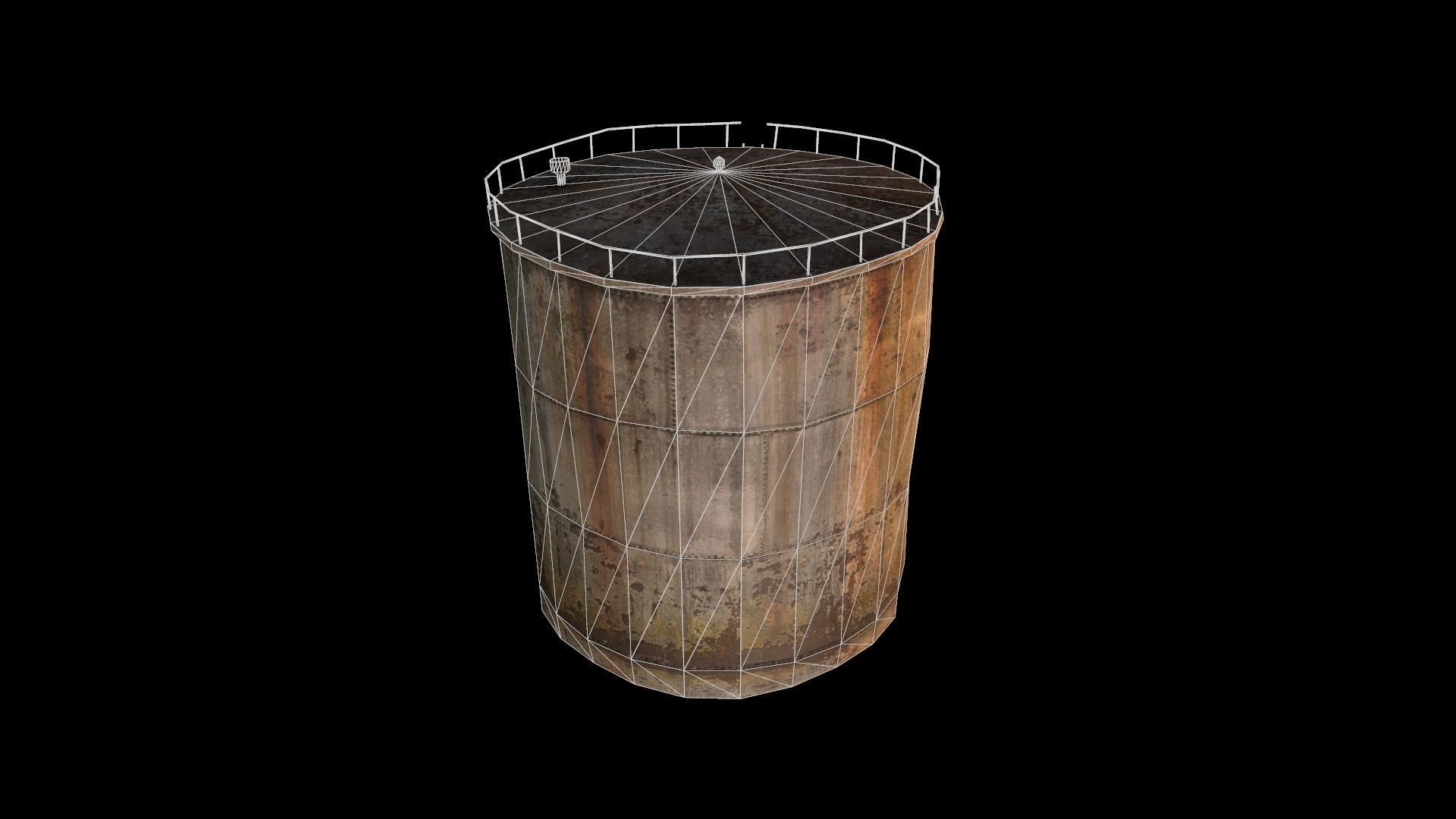Old Water Tank Low-poly 3D model_17