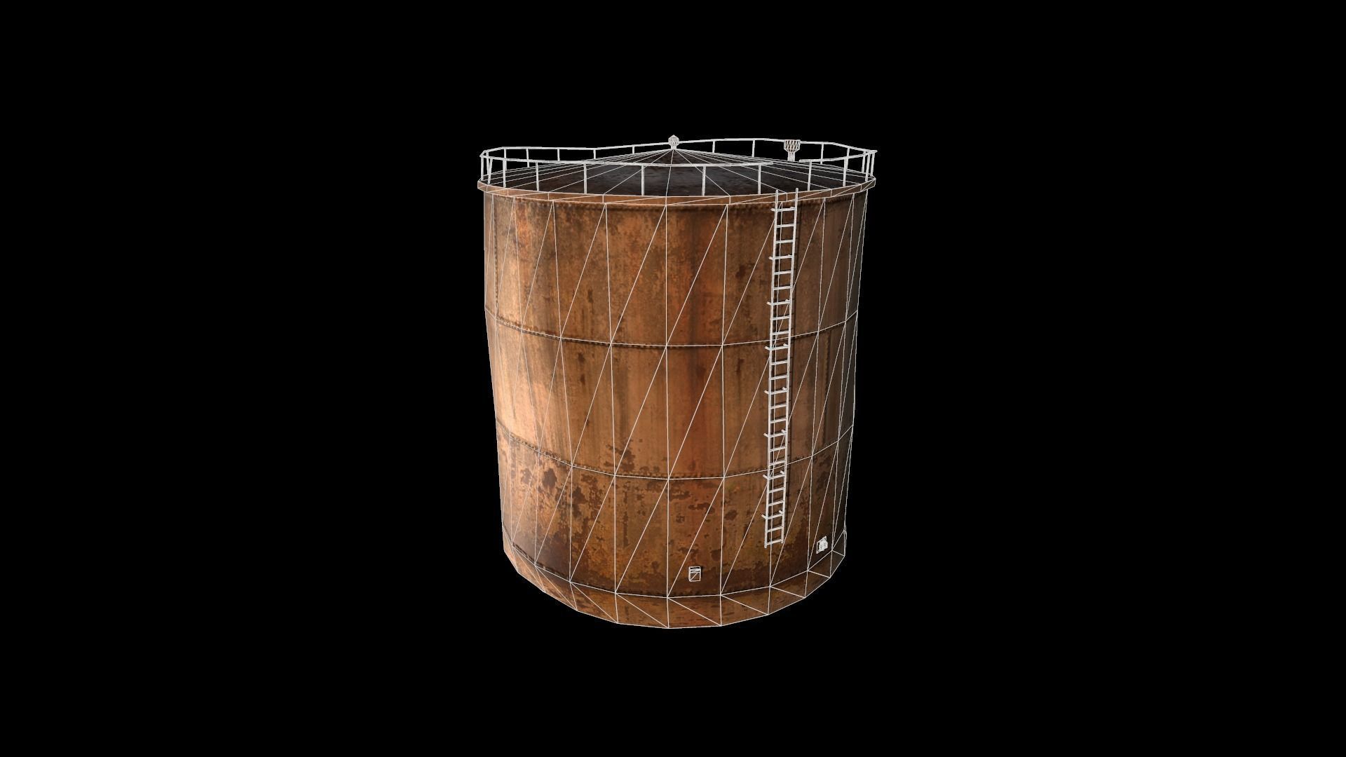 Old Water Tank Low-poly 3D model_14