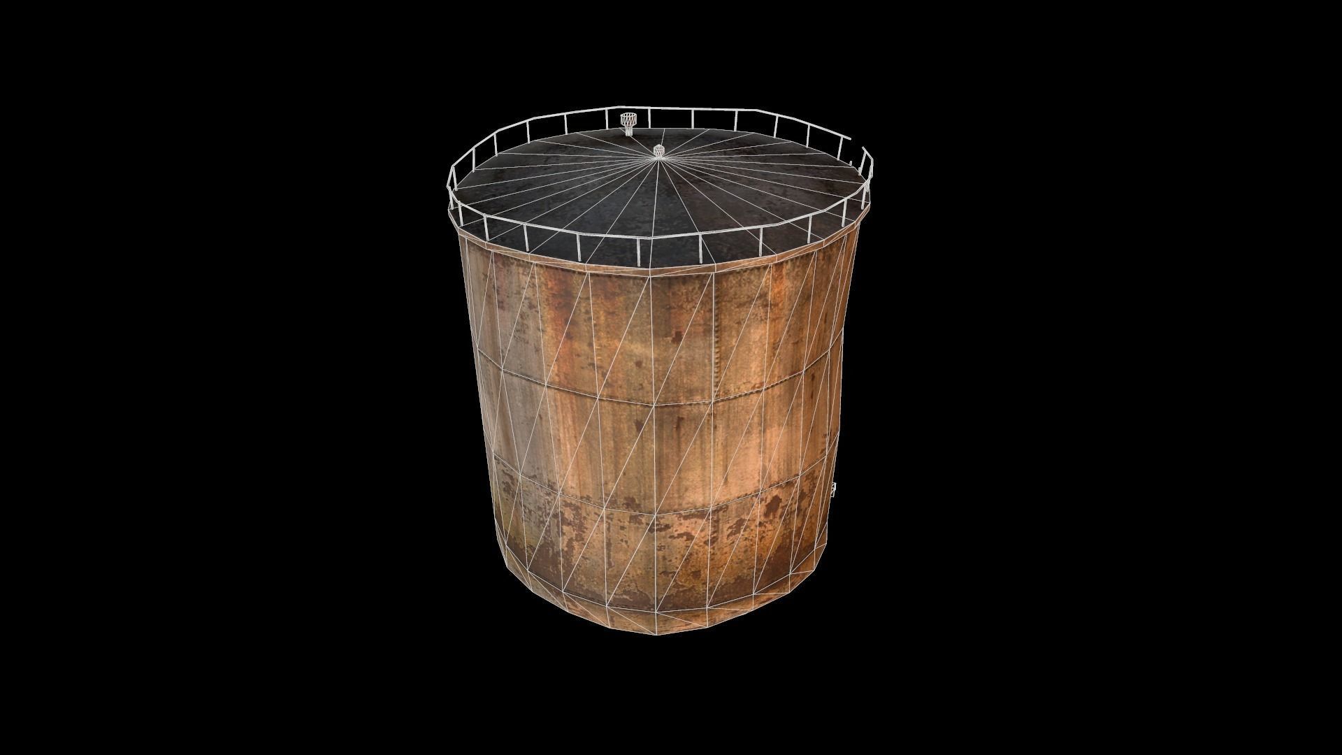 Old Water Tank Low-poly 3D model_16