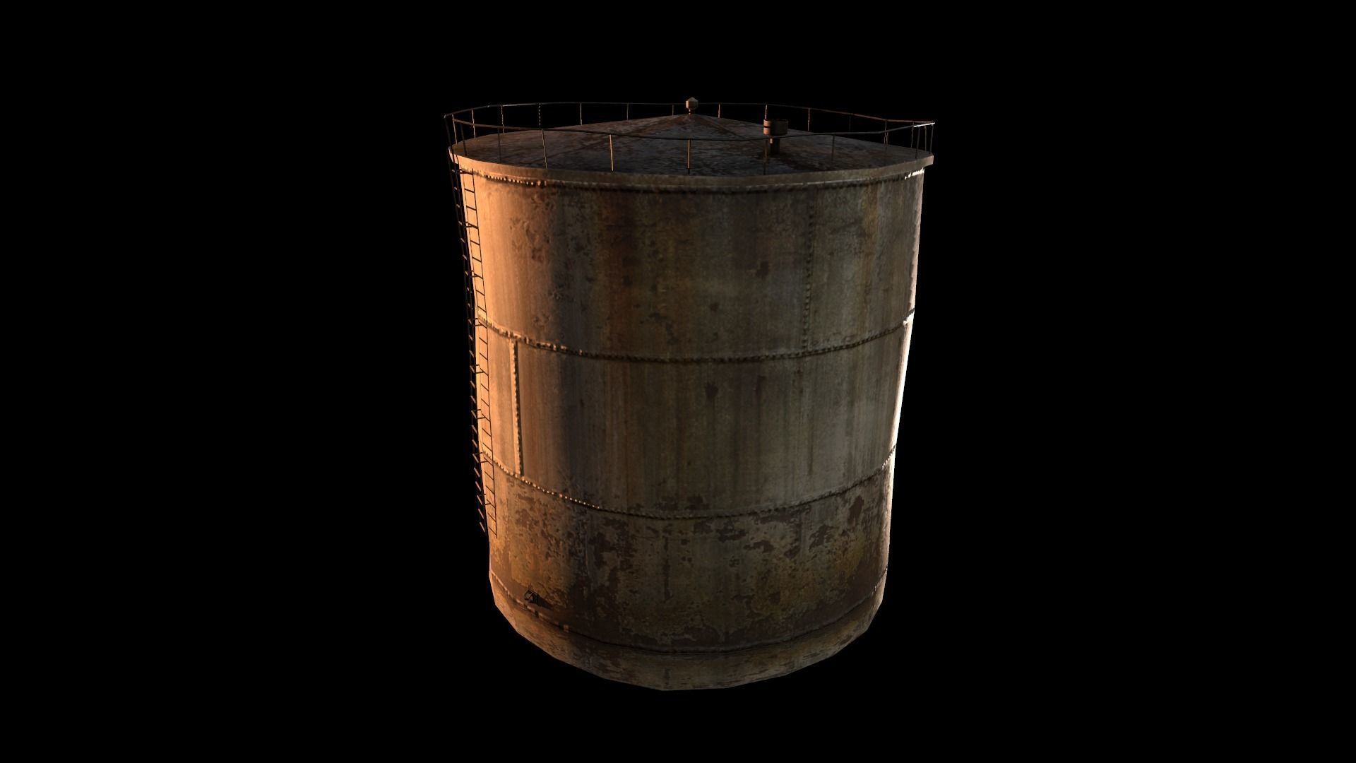 Old Water Tank Low-poly 3D model_3
