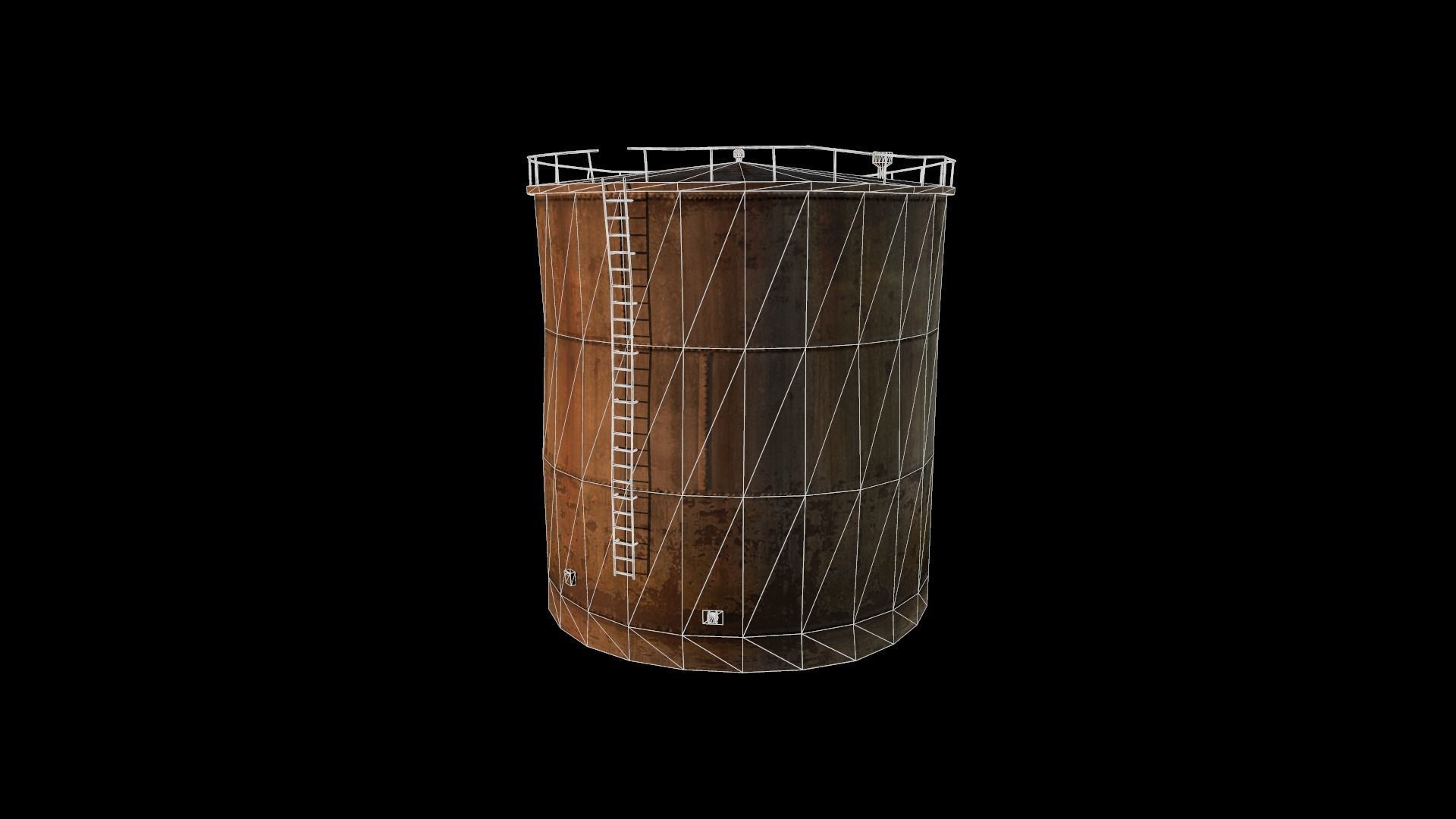 Old Water Tank Low-poly 3D model_13