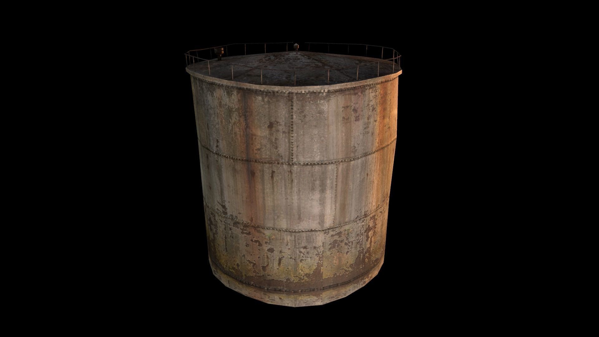 Old Water Tank Low-poly 3D model_9