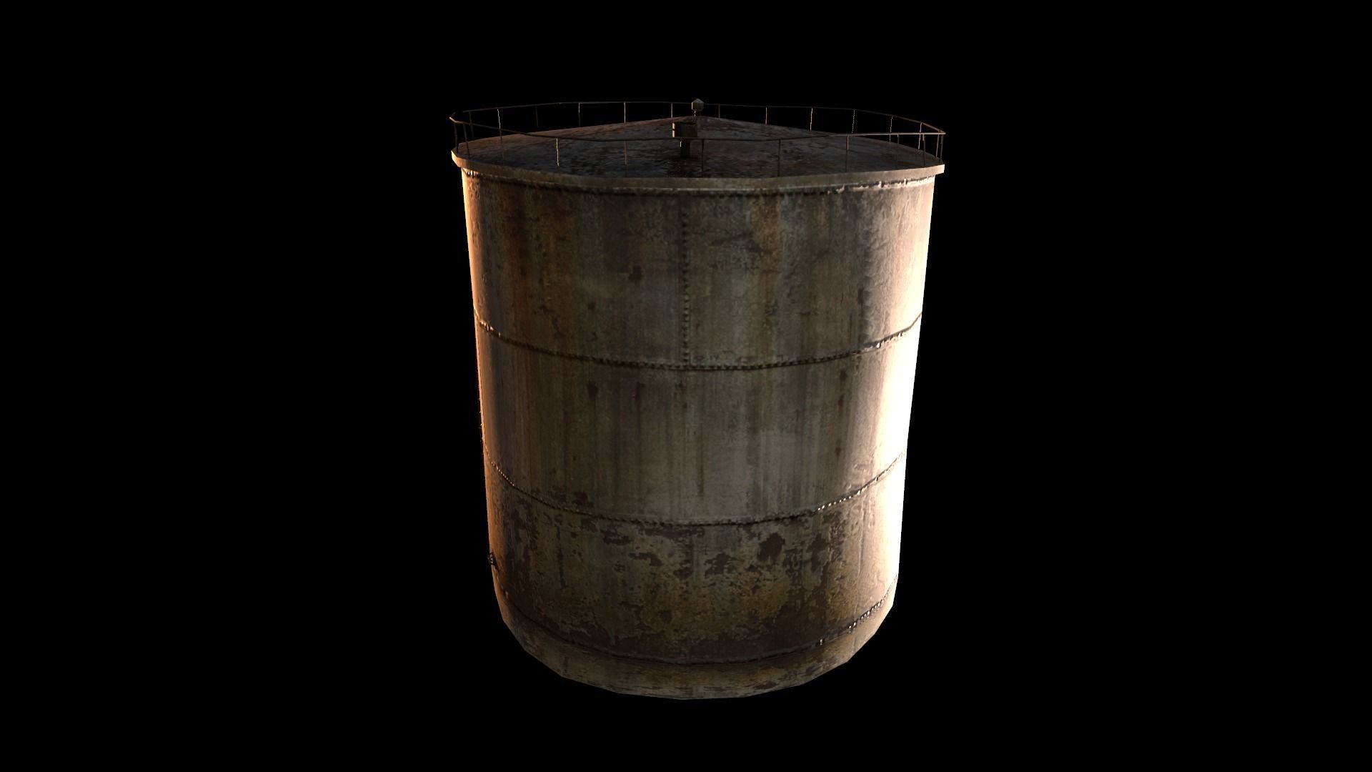Old Water Tank Low-poly 3D model_2