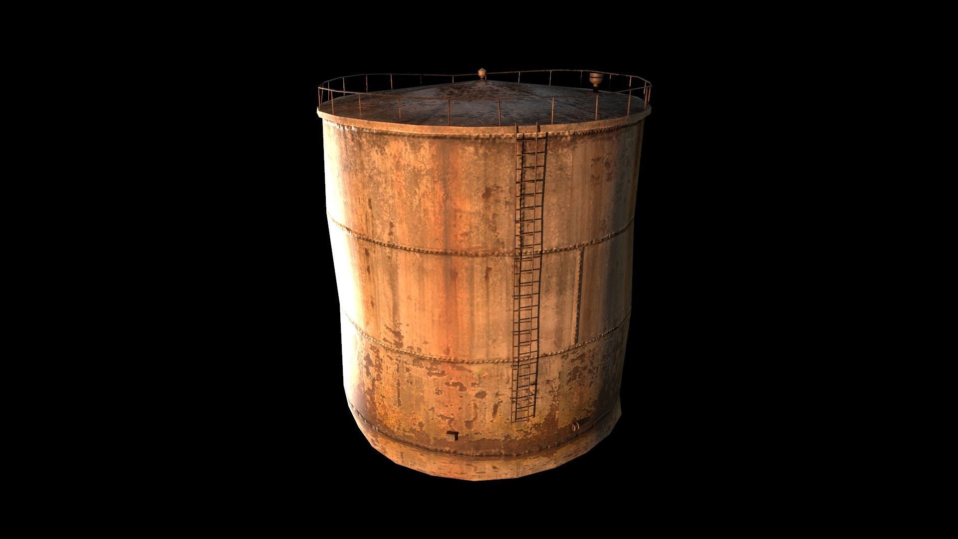 Old Water Tank Low-poly 3D model_5