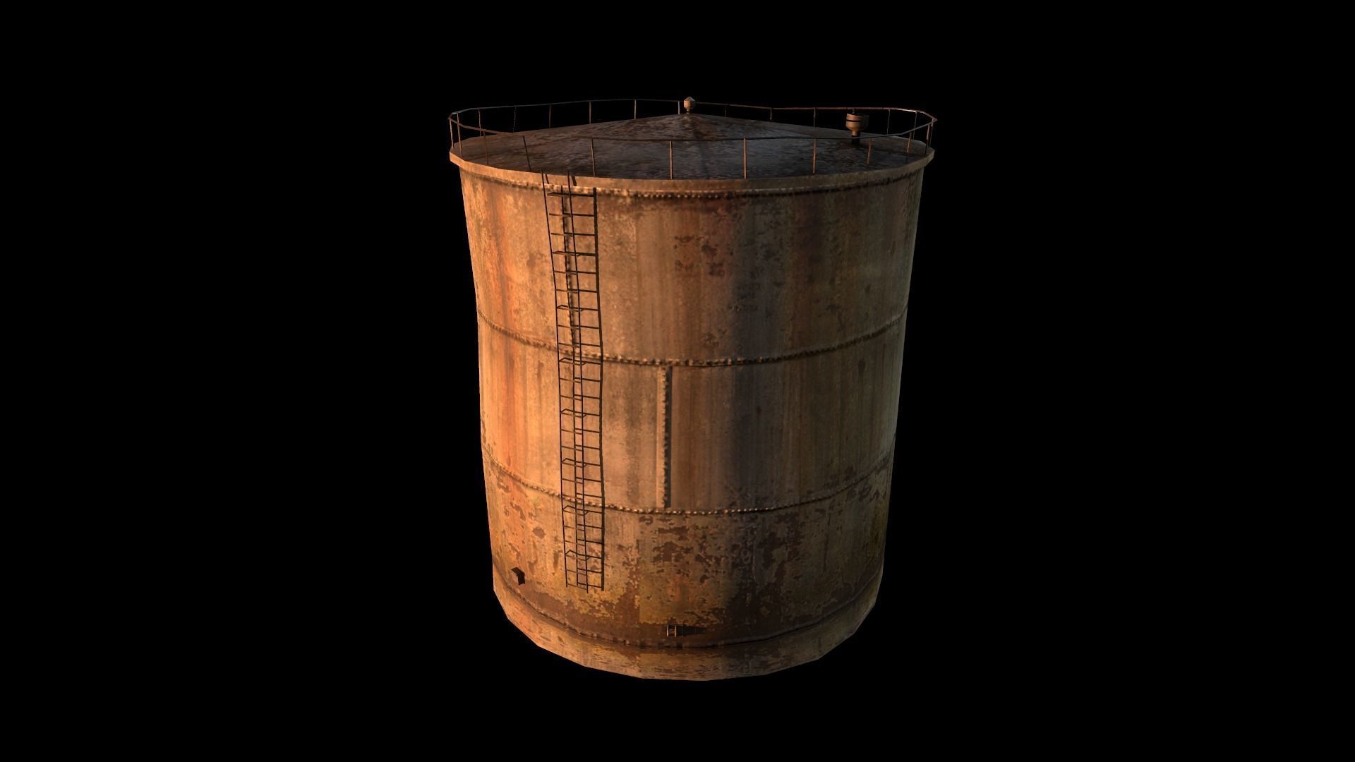 Old Water Tank Low-poly 3D model_4