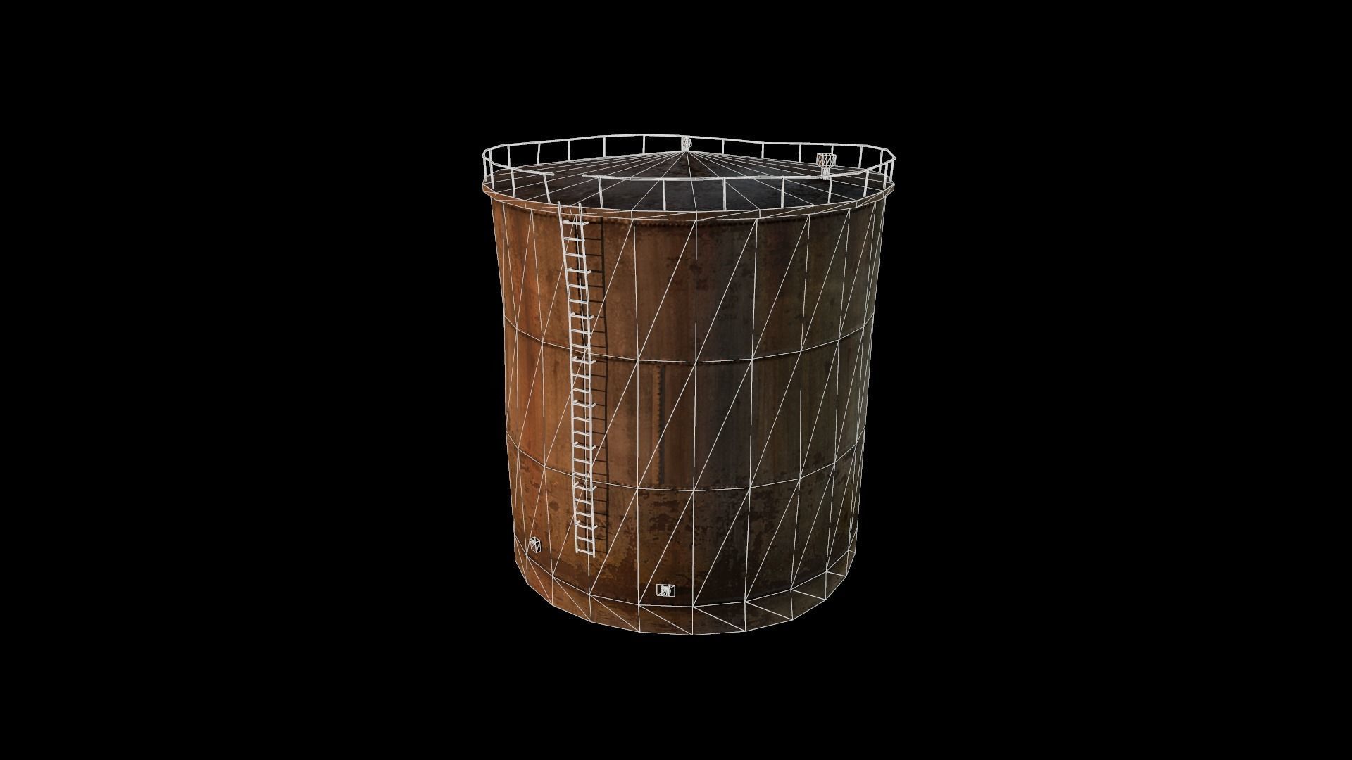 Old Water Tank Low-poly 3D model_19