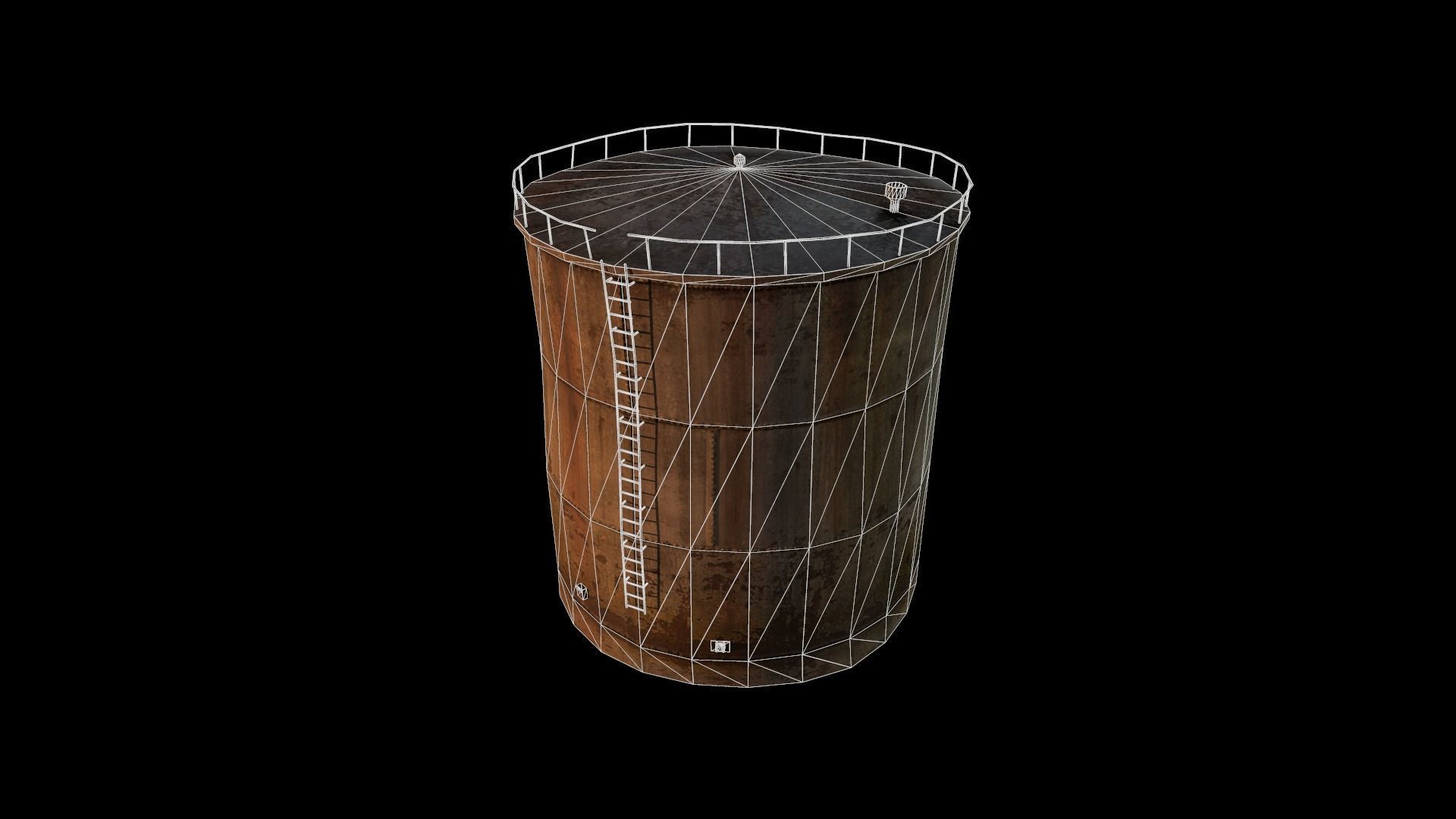 Old Water Tank Low-poly 3D model_20