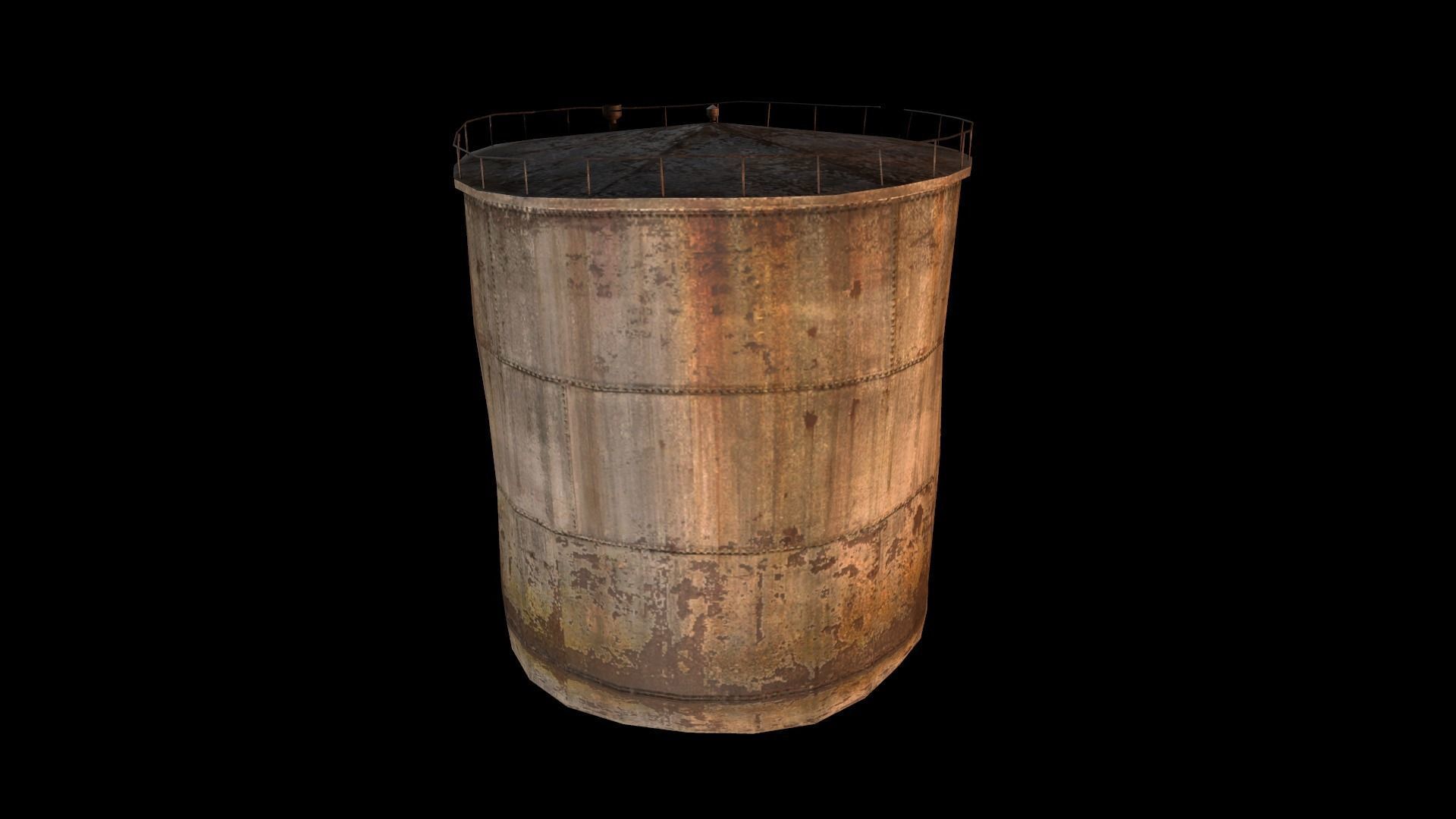Old Water Tank Low-poly 3D model_8