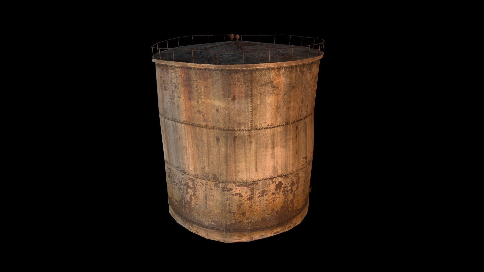 Old Water Tank Low-poly 3D model_7