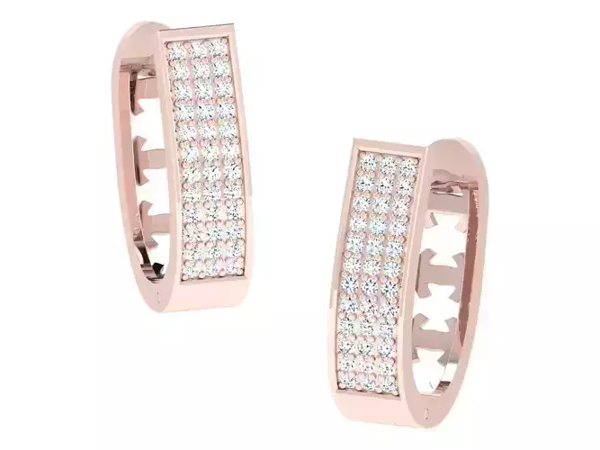 Women hoop huggie Earrings 3dm stl render detail 