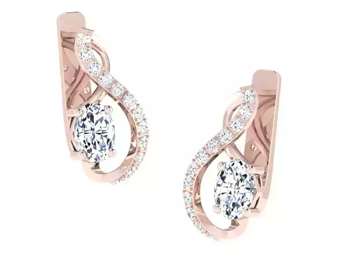 Women hoop huggie Earrings 3dm stl render detail 