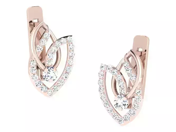 Women hoop huggie Earrings 3dm stl render detail  3D print model