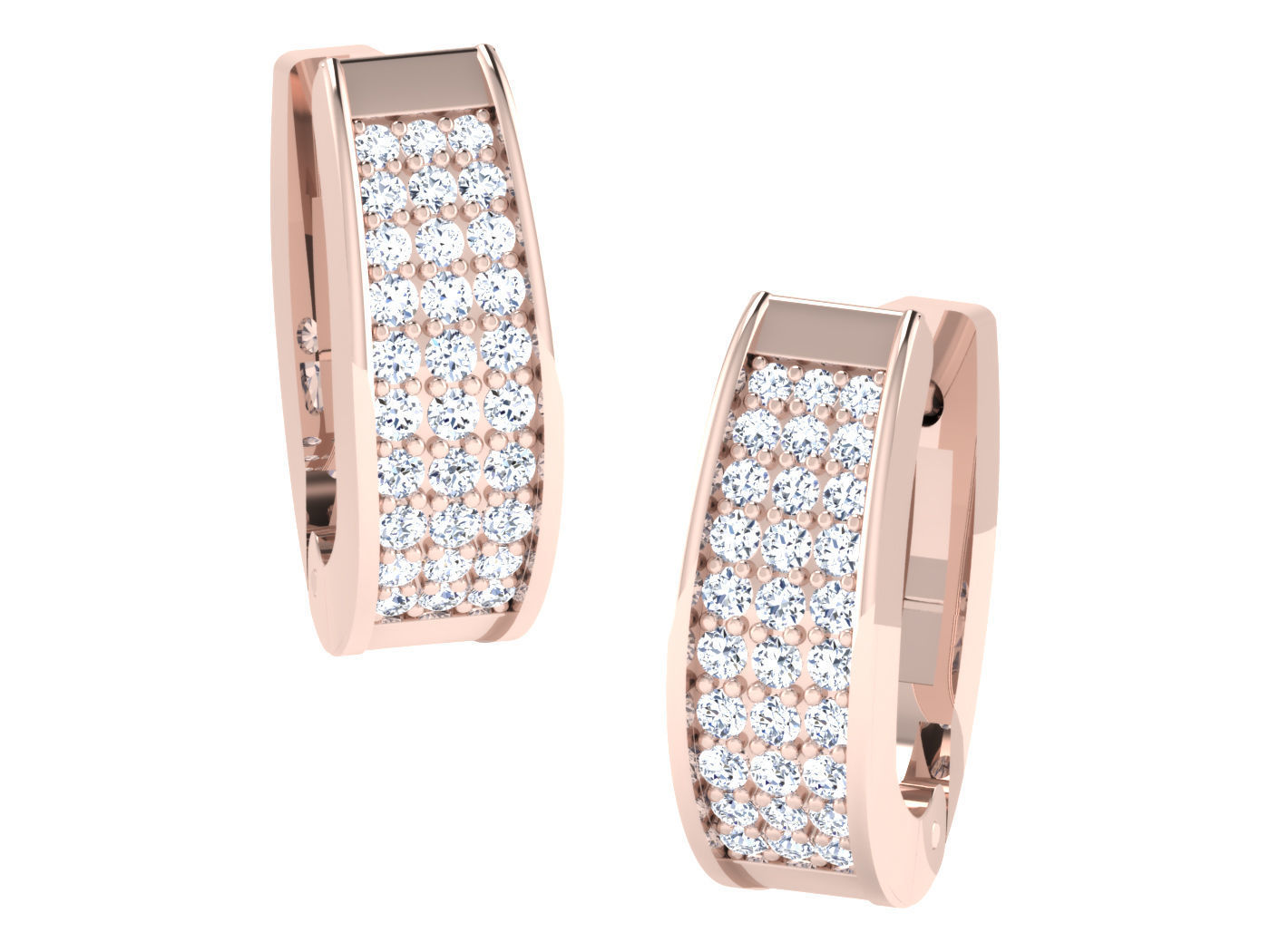 Women hoop huggie Earrings 3dm stl render detail