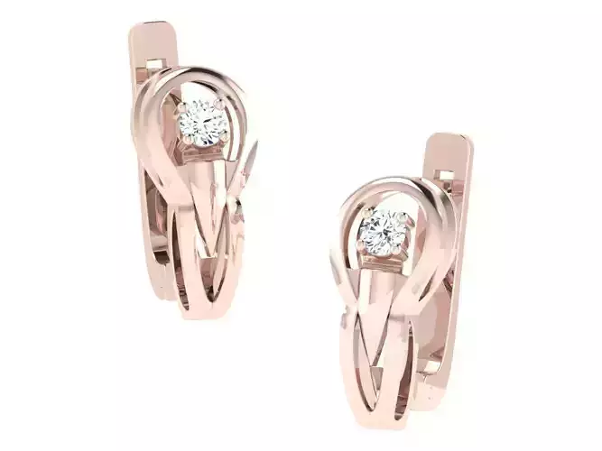 Women hoop huggie Earrings 3dm stl render detail 