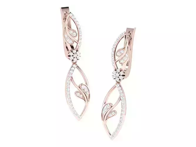 Women hoop huggie Earrings 3dm stl render detail 