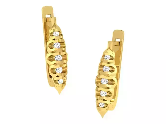 Women hoop huggie Earrings 3dm stl render detail  3D print model