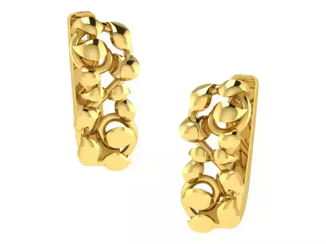 Women hoop huggie Earrings 3dm stl render detail  3D print model